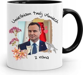Andrzej Duda Elnök Fekete Bögre Ajándék fényképes nyomtatással