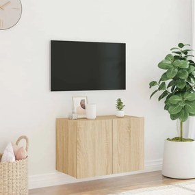 sonoma tölgy színű fali TV-szekrény LED-ekkel 60x35x41 cm