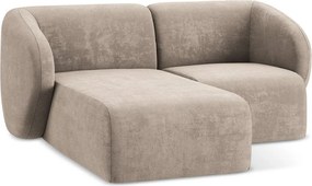 Világosbarna zsenília sarokkanapé (bal oldali-heverő résszel) Lani – Makamii