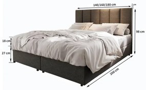 Kárpitozott boxspring ágy MERALIS 180x200 cm szürke Matrac: Bonell rugós matrac