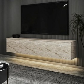 Neon Illuminated Travertine TV-asztal