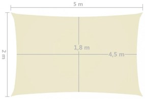 krémszínű téglalap alakú oxford-szövet napvitorla 2 x 5 m