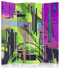 Gario Paraván Absztrakt tájkép Méret: 145 x 170 cm, Kivitelezés: Klasszikus paraván