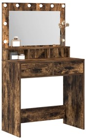 Sminkasztal LED világítással Füstölt tölgy 79x41x135 cm