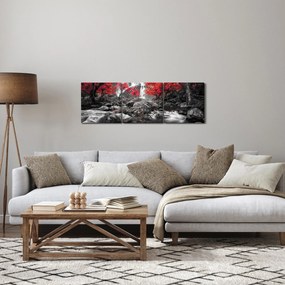 Kép - Vízesések az őszi tájban (órával) (90x30 cm)