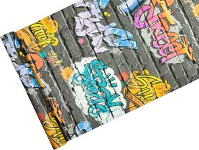 Graffiti Tapéták sötétszürke téglán 3D hatás
