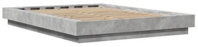 betonszürke szerelt fa ágykeret LED-del 120 x 190 cm