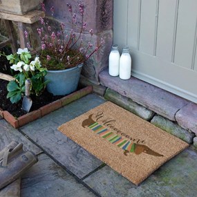 Kókuszrost lábtörlő 40x60 cm Welcome Sausage Dog – Artsy Doormats