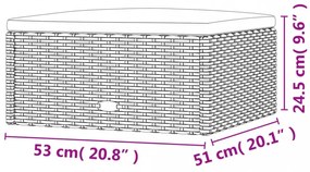 fekete polyrattan kerti lábtartó párnával