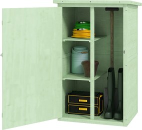 Outsunny fa kerti tároló 75 x 56 x 115 cm – 3 polc, zárható ajtó, bitumenes tető – zöld | Aosom