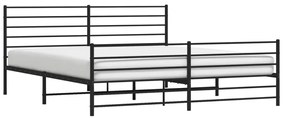fekete fém ágykeret fej- és lábtámlával 200 x 200 cm