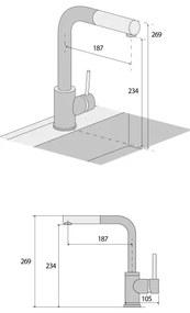 Concept BDG4527BC - Mosogató csaptelep kihúzható zuhanyfejjel 26,9 cm gránit/fekete