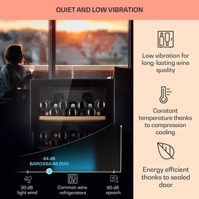 Klarstein Barossa 91 Duo, borhűtő, 204 l, 91 palack, 2 zóna