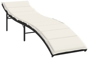 2 db fekete polyrattan napozóágy párnával