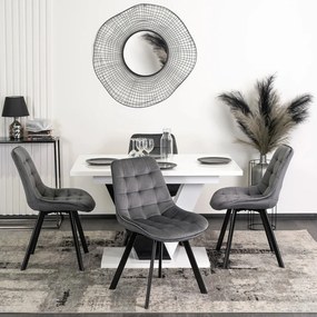 Étkezőgarnitúra 4 db székkel. Bővíthető asztal CLARK 120-160 cm + 4 db szürke étkezőszék RICK