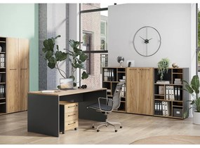 Antracitszürke-natúr színű kiegészítő polc szett tölgyfa dekorral, 5 db-os Podium – Germania