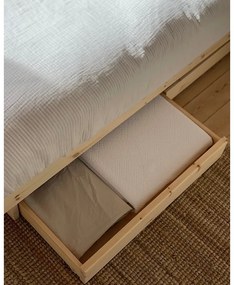 Natúr színű borovi fenyő franciaágy tárolóhellyel és ágyráccsal 180x200 cm Kanso – Karup Design