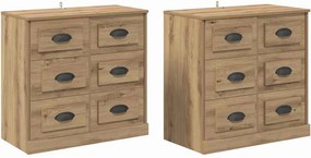 vidaXL Oldalszekrények 2 pcs Artisan tölgy 70 x 35,5 x 67,5 cm Faanyag