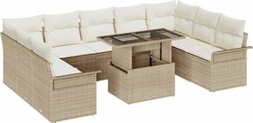 vidaXL Kerti Kanapé Szett párnával 10 pcs Bézs Poli rattan