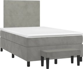 vidaXL világosszürke bársony rugós ágy matraccal 120 x 190 cm