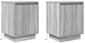 2 db szürke sonoma éjjeliszekrények LED világítással 38x34x50cm