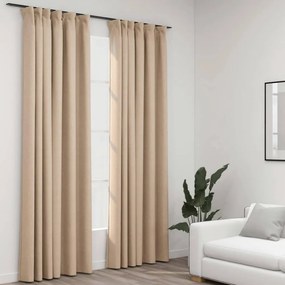 vidaXL 2 db bézs vászonhatású sötétítőfüggöny kampókkal 140 x 225 cm