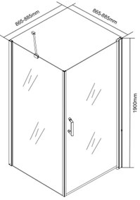 Monica 90x90 cm szögletes zuhanykabin zuhanytálca nélkül