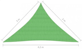 világoszöld HDPE napvitorla 160 g/m² 3 x 3 x 4,2 m
