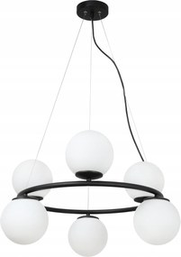 Mennyezeti LĂĄmpa LĂłgĂł GyƱrƱ CsillĂĄr Fekete FehĂ©r Ăveg Gömbök Loft 6XE14