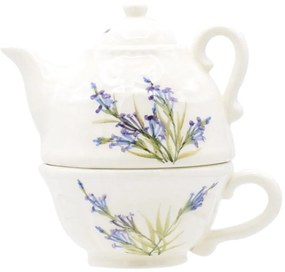 Kanna csészével, teás készlet domború mintás - Romantik Levendula