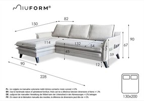 Charming Charlie világoskék kinyitható sarokkanapé, bal oldali - Miuform