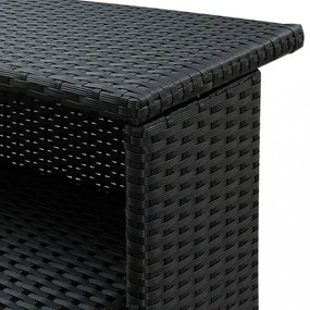 fekete polyrattan kerti bárasztal 120 x 55 x 110 cm