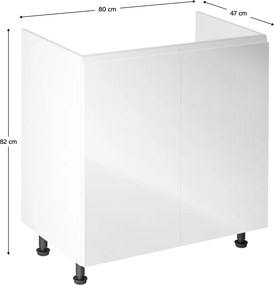 Mosogatószekrény, fehér/fehér extra magasfényű, AURORA D80Z