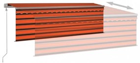 narancssárga-barna kézzel kihúzható napellenző redőnnyel 4x3 m