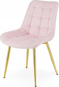 Rózsaszín étkezőszék BERA bársony arany lábakkal