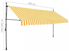 fehér-narancssárga kézzel kihúzható LED-es napellenző 400 cm