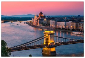 Kép - panoráma a városra, Budapest, Magyarország (90x60 cm)