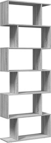 vidaXL 6 szintes szürke sonoma fa elválasztó könyvespolc 70x24x193 cm