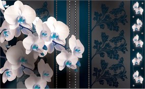 Fotótapéta Fehér Orchideák Elegancia Nyugalom Minimalizmus Szürke 416x254 +ragasztó