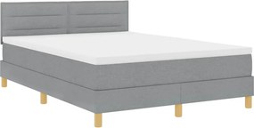 vidaXL LED Box Spring Ágy matracmal Világosszürke 140 x 190 cm szövet