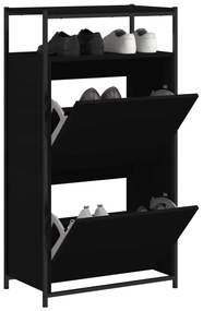 fekete szerelt fa cipőszekrény 60x34x112 cm