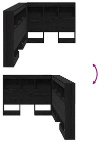 Tároló fejtámla polcokkal tárolóval Musta tammi 100 cm Faanyag