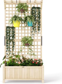 Outsunny emelt virágláda léckerettel és tetővel, fa kerti láda kúszónövényeknek, 90 x 45 x 183 cm | Aosom