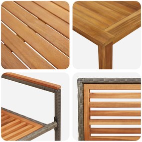 3 részes kerti étkezőszett Szürke Polyrattan Akác