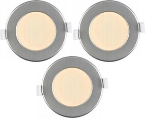 3 darabos szett LED fürdőszobai beépíthető mennyezeti lámpa, 6W, 230V, IP44, ezüstszínű