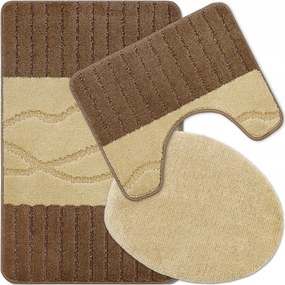 Fürdőszobaszőnyeg Csúszásgátló Szett 3 Db-os 50X80 Nagy Barna Bézs 3D