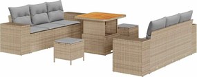 vidaXL Kerti Kanapé Szett párnával 9 pcs Bézs Poli rattan