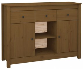 mézbarna tömör fenyőfa tálalószekrény 100x35x74,5 cm