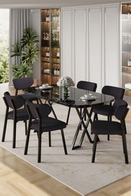Axton étkezőgarnitúra, fekete márvány-antracit, 168 cm – TR240CHR2721