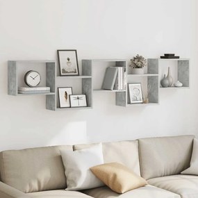 betonszürke szerelt fa fali kockapolc 5 rekeszes színű